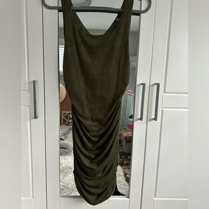 Olive green suede dress